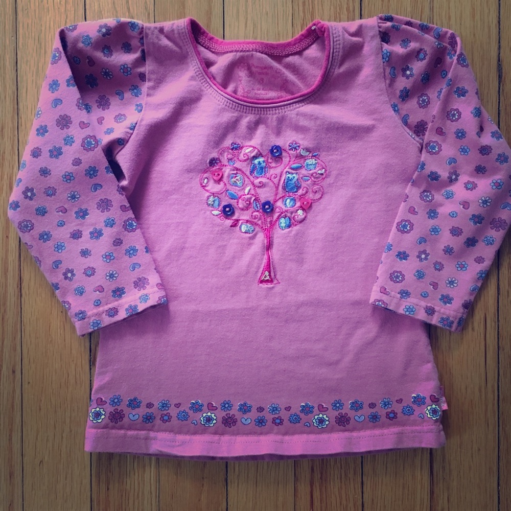 pumpkin Patch 3T dusty rose and blue graphic top